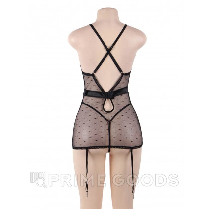 Сексуальное черное белье с подвязками и стрингами (размер 3XL-4XL) от sex shop primegoods фото 3