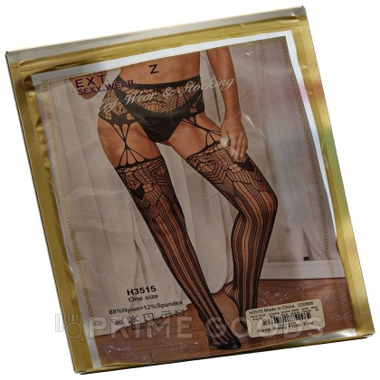 Колготки с имитацией чулков в абстрактном принте (XS-M) от sex shop primegoods фото 2