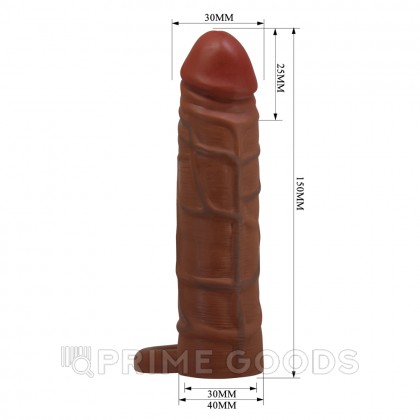 Реалистичная насадка на пенис Kaile, коричневый, 15 см  от sex shop primegoods фото 6
