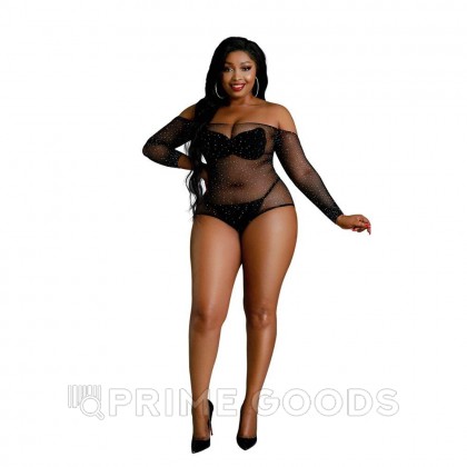 Боди со стразами от Moonlight модель № 09 черное (plus size) от sex shop primegoods