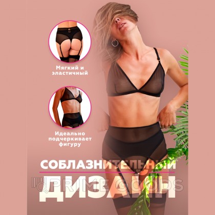 Базовый комплект из бюстгалтера, стрингов и широкого пояса для чулок (Base) (S/M) от sex shop primegoods фото 4