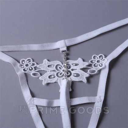 Стринги со стразами и кружевом, белые от sex shop primegoods фото 4