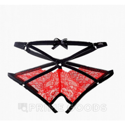 Трусики с доступом и переплетением лент красные Le Frivole Easy to love (S/M, 42-44) от sex shop primegoods фото 2
