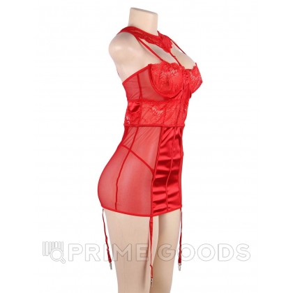Красный роскошный бэби-долл с подвязками (размер XL-2XL) от sex shop primegoods фото 3