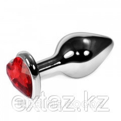 Серебряная  пробка с  кристаллом в виде сердца(рубиновый) от sex shop primegoods