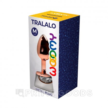 Анальная пробка золотистого цвета с белым кристаллом Tralalo от WOOOMY  (M: 8*3,4 см.) от sex shop primegoods фото 2