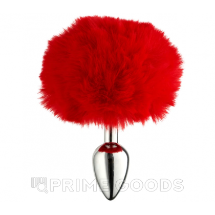 Металлическая анальная пробка с красным хвостиком Fluffy от Alive (7*3,2 см.) от sex shop primegoods фото 4