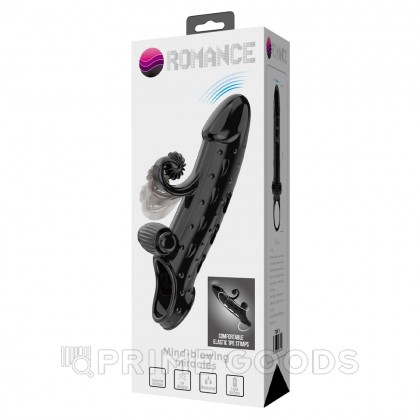 Вибронасадка на пенис «Romance» с кольцом для мошонки черный от sex shop primegoods фото 3