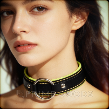 Ошейник с мягкой желтой подкладкой Crazy Handmade от sex shop primegoods фото 3