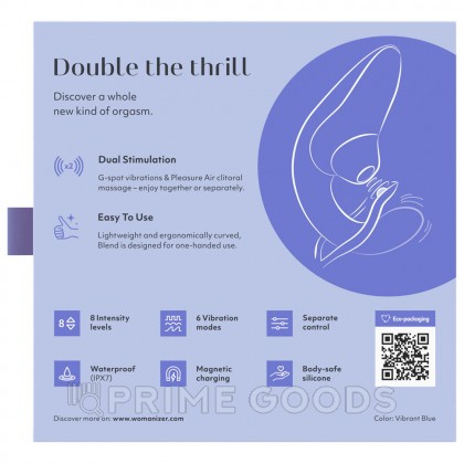 Бесконтактный клиторальный стимулятор Womanizer Blend, голубой от sex shop primegoods фото 2