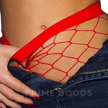 Красные колготки в крупную сетку (XS-M) от sex shop primegoods фото 2