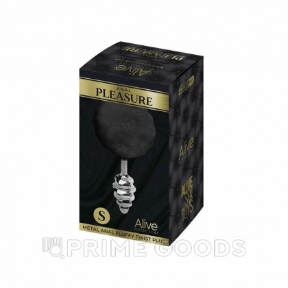 Металлическая анальная пробка с черным хвостиком Twist от Alive (7*2,8 см.) от sex shop primegoods фото 2