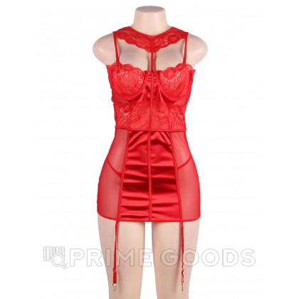Красный роскошный бэби-долл с подвязками (размер XL-2XL) от sex shop primegoods фото 4