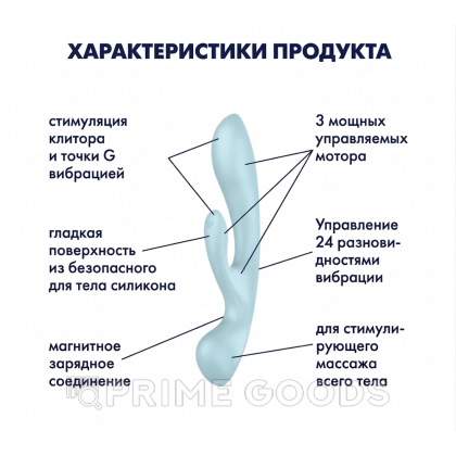 Вибратор-кролик Satisfyer Triple Oh светло-голубой от sex shop primegoods фото 2