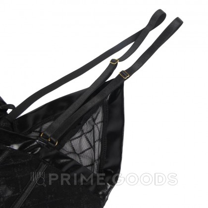 Сексуальный бэби-долл черный в клеточку с подвязками (размер XS-S) от sex shop primegoods фото 2