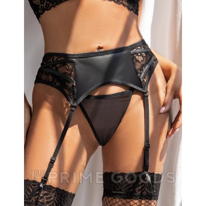 Кожаный пояс с кружевными вставками (3XL) от sex shop primegoods фото 2