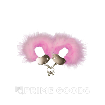 Наручники Adrien LasticМ металл, с розовыми перьями  от sex shop primegoods