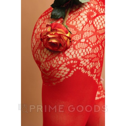 Красный боди-комбинезон с вырезом на груди и кружевом (IMPULSE) (S/XXL) от sex shop primegoods фото 2