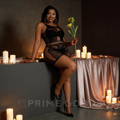 Сексуальное платье-сетка с принтом бабочек от Moonlight модель № 01 черное (plus size) от sex shop primegoods фото 2