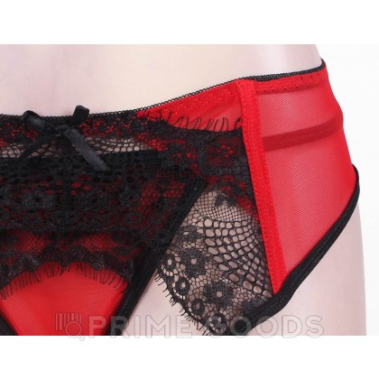 Пояс красный с подвязками + стринги (размер M-L) от sex shop primegoods фото 2
