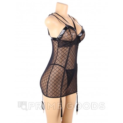 Сексуальный бэби-долл черный в клеточку с подвязками (размер XL-2XL) от sex shop primegoods фото 9