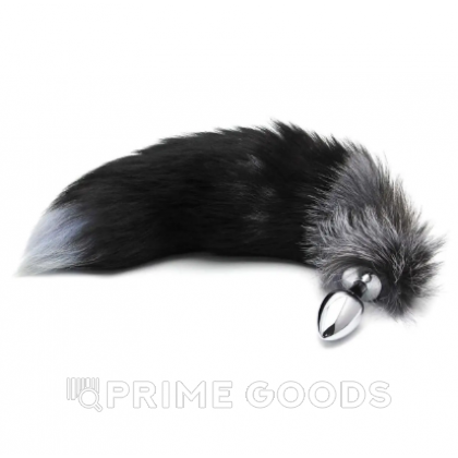 Анальный плаг с лисьим хвостом Black and White Fox Tail от Alive (L) от sex shop primegoods фото 4