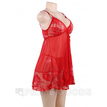 Красный пеньюар + стринги Floral (XL-2XL) от sex shop primegoods фото 3