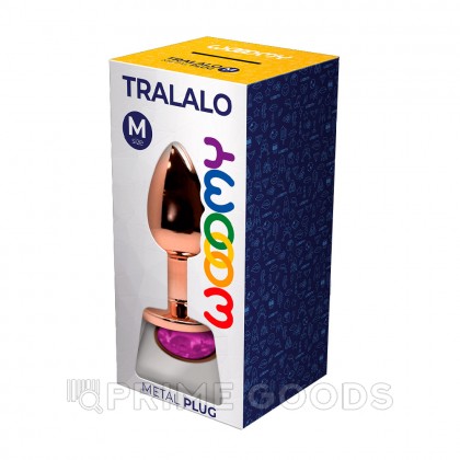 Анальная пробка металлическая Tralalo золотая с розовым кристаллом от WOOOMY (8*3,4 см.) от sex shop primegoods фото 3