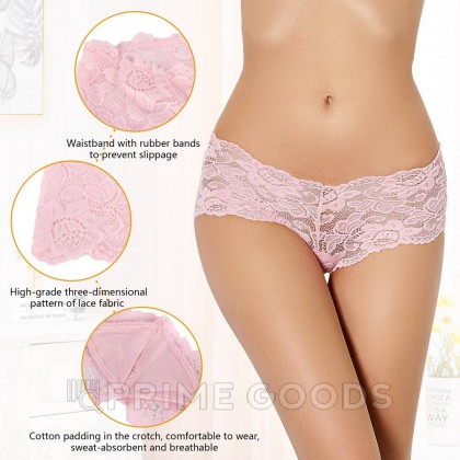 Трусики-шортики кружевные розовые (XL-2XL) от sex shop primegoods фото 5