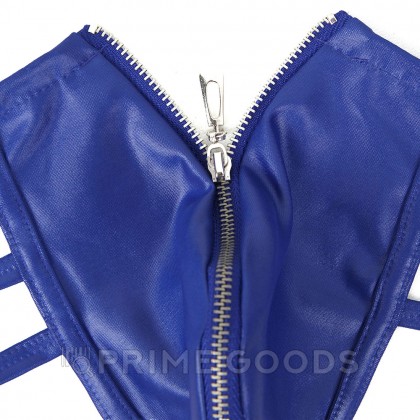 Кожаные мужские стринги Ohyeah Zipper Blue, на молнии со стрепами, L от sex shop primegoods фото 4