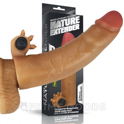 Насадка на пенис с вибропулей Nature Extender Brown (19 см) от sex shop primegoods фото 4