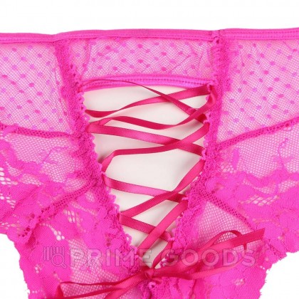 Трусики на высокой посадке Lace Strappy розовые (размер XL) от sex shop primegoods фото 10