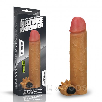 Насадка на пенис с вибропулей Nature Extender Brown (19 см) от sex shop primegoods