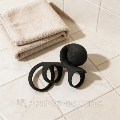 Эрекционное кольцо со стимуляцией для пар SVibe Snail JOVI Arc, черное от sex shop primegoods фото 6