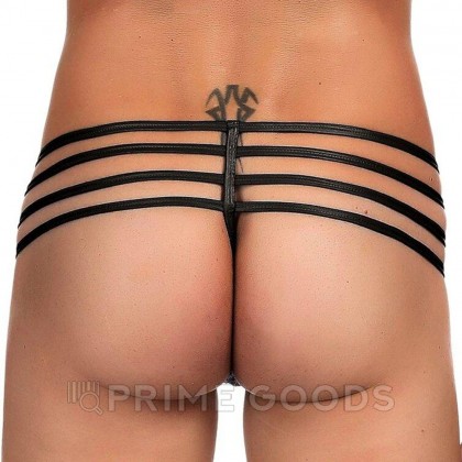 Кожаные мужские стринги Ohyeah Zipper Black, на молнии со стрепами, S от sex shop primegoods фото 3