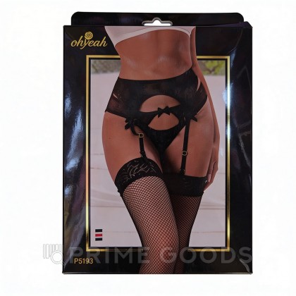 Пояс для чулок с ремешками и трусики Flower&bow, зеленые, XS-S от sex shop primegoods фото 3