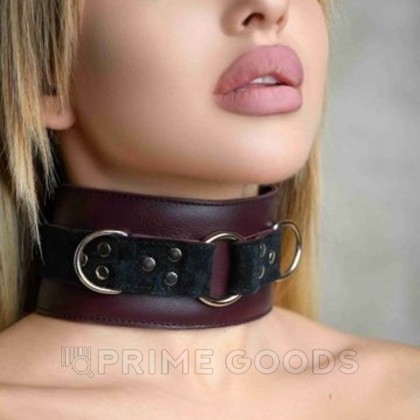 Ошейник из натуральной кожи бордо от sex shop primegoods фото 3
