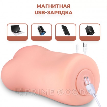 Реалистичный компактный мастурбатор Eden с вибрацией от sex shop primegoods фото 10