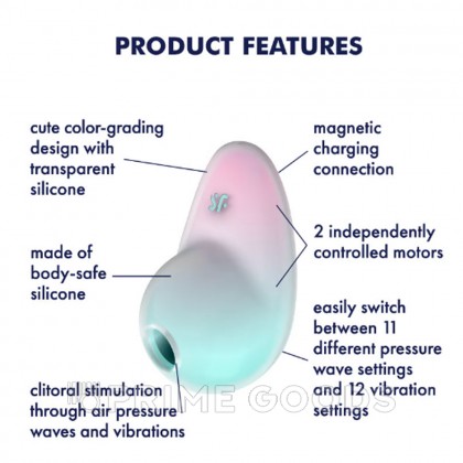 Клиторальный стимулятор Satisfyer Pixie Dust (воздушная стимуляция + вибрация) мятно-розовый от sex shop primegoods фото 2