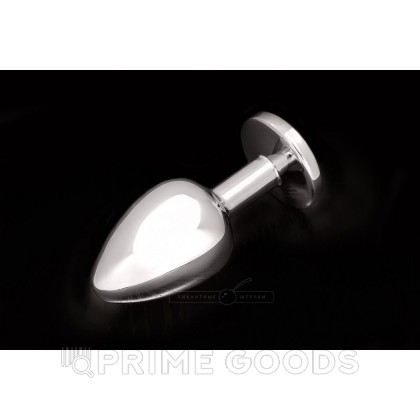 Маленькая серебристая анальная пробка с кристаллом - 7 см от sex shop primegoods фото 2
