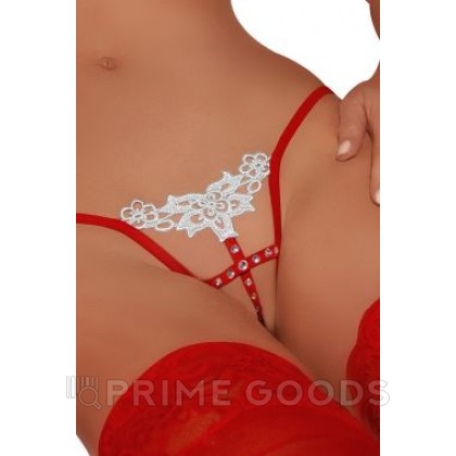 Стринги со стразами и кружевом, красные от sex shop primegoods