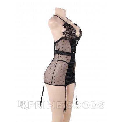 Сексуальное черное белье с подвязками и стрингами (размер 3XL-4XL) от sex shop primegoods фото 4