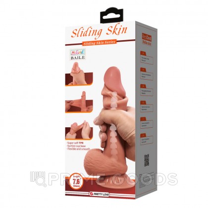 Реалистичный фаллоимитатор Sliding skin, 19,4 см от sex shop primegoods фото 4