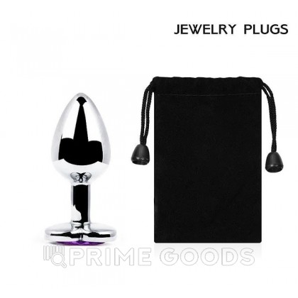 Анальная втулка (серебристый/фиолетовый, L80-D34 мм, вес-80г) от sex shop primegoods фото 3