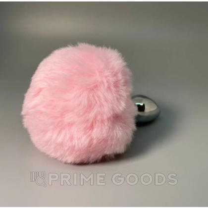 Металлическая анальная пробка с розовым хвостиком Fluffly от Alive (8*3,5 см.) от sex shop primegoods фото 2