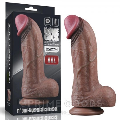 Фаллоимитатор XXL с двойным покрытием (28*7,4) темный от sex shop primegoods фото 5