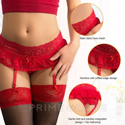 Пояс для чулок кружевной Red Sexy Bow (XL-2XL) от sex shop primegoods фото 6