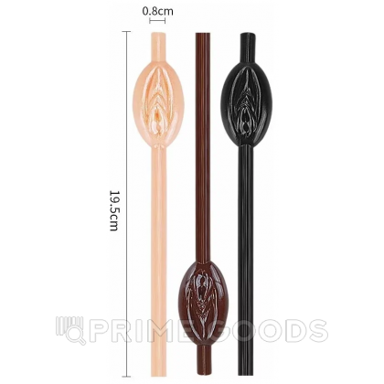 Трубочки для коктейлей в виде вагины бежевые (9 шт.) от sex shop primegoods фото 2