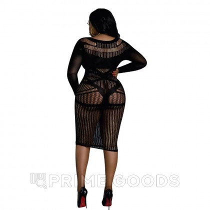 Сексуальное платье-сетка с длинным рукавом от Moonlight черное (plus size) от sex shop primegoods фото 4