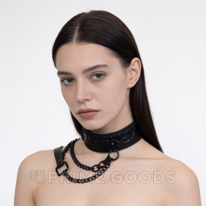 Ошейник с поводком Luxury fetish черный от sex shop primegoods фото 4